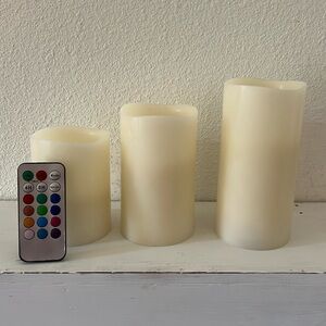 Set of 3 Flameless Candles with Remote and Timer - Battery Operated Led.